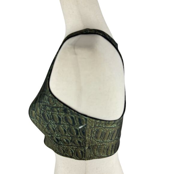 TEREZ NEW YORK RACERBACK HIGH SHINE SPORTS BRA IN OLIVE GREEN NWOT SIZE SMALL - Picture 2 of 5